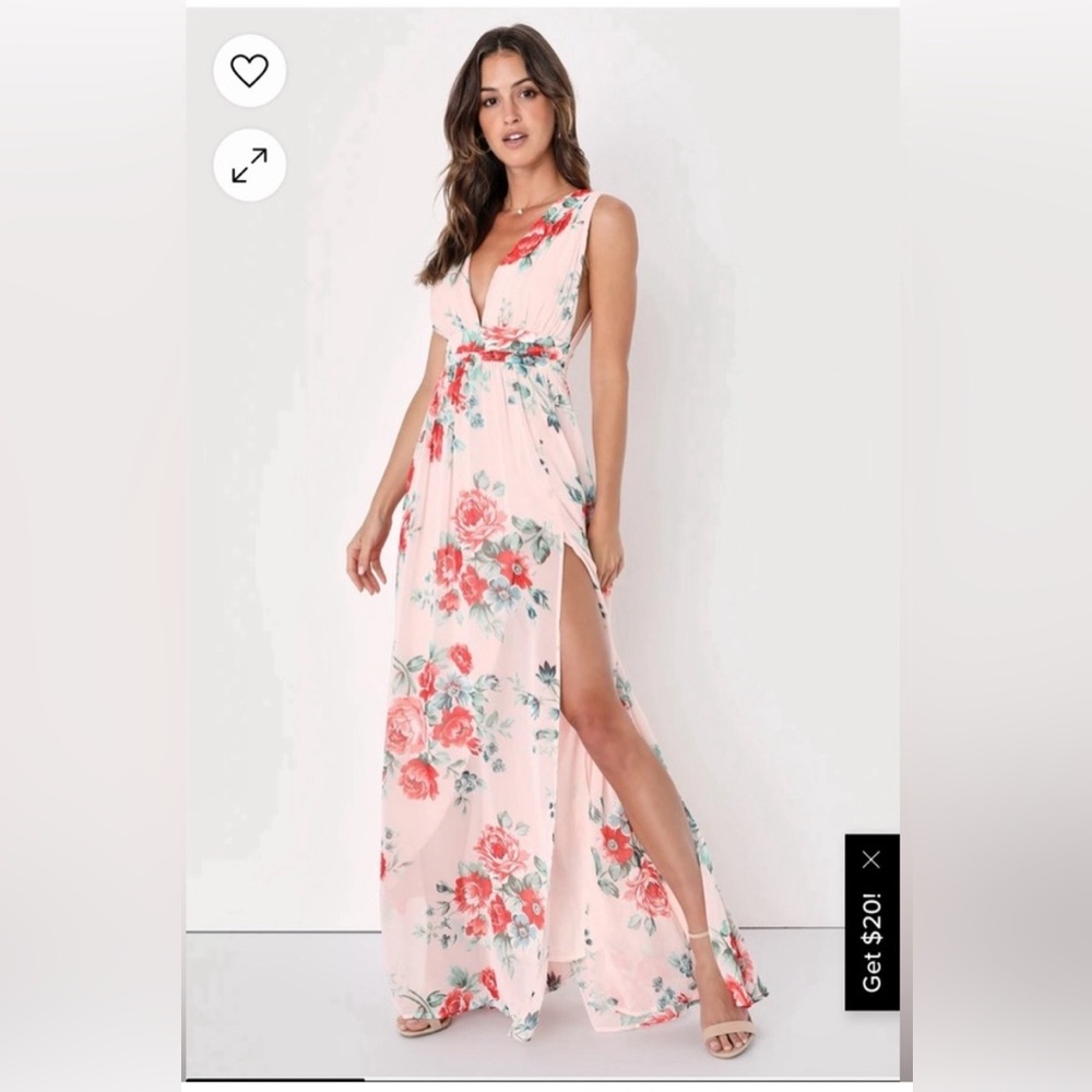 Lulu’s Garden Meandering Blush Floral Print Maxi Dress